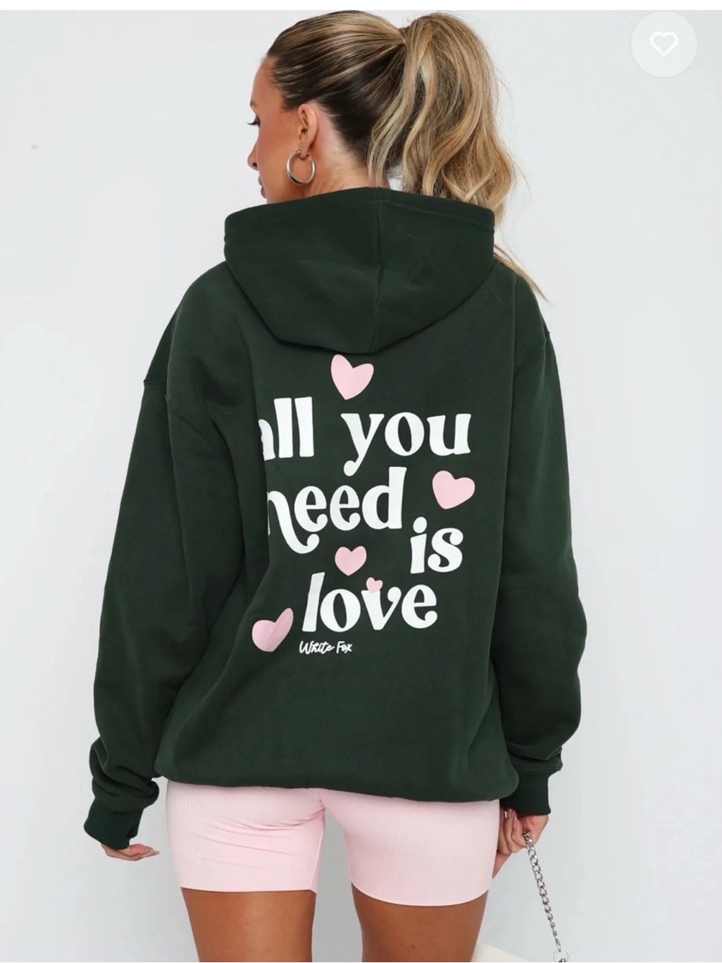 White Fox | All You Need Is Love Hoodie Forest Green